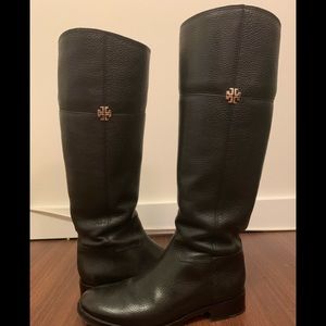 Tory Burch Jolie Black Leather Riding Boots.Size 8